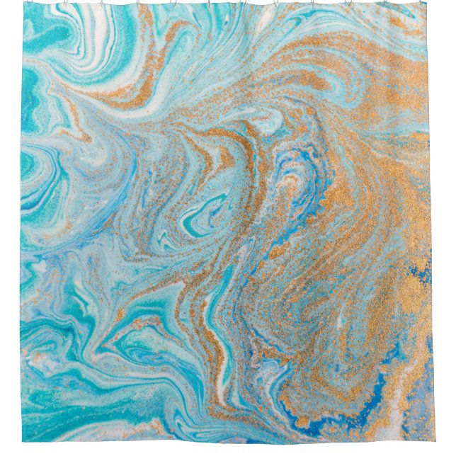 Rideaux De Douche texture Abstraite en marbre bleu (Devant)