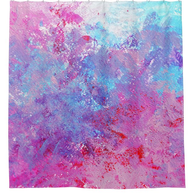 Rideaux De Douche Texture créative bleu-rose, taches de peinture. (Devant)
