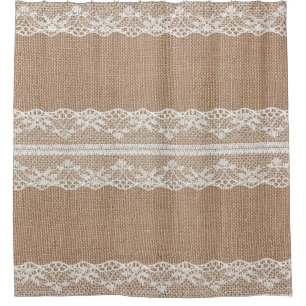 Rideaux De Douche Texture de dentelle blanche Brown