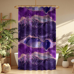 Rideaux De Douche Texture de l'agate de la Glitterie violette