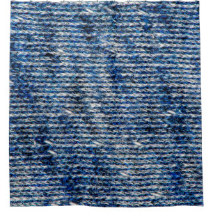 Rideaux De Douche Texture de laine de tricot bleu