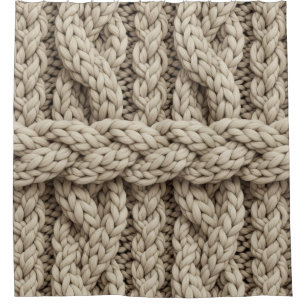 Rideaux De Douche Texture de tricot fil tressé – Beige chaud (4)