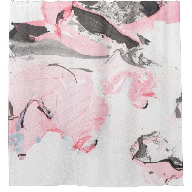 Rideaux De Douche Texture en marbre rose et noir. Main dessinée (Devant)