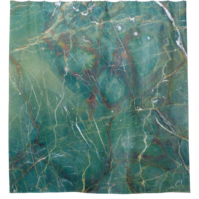 Rideaux De Douche texture en marbre vert malachite, structure détail (Devant)