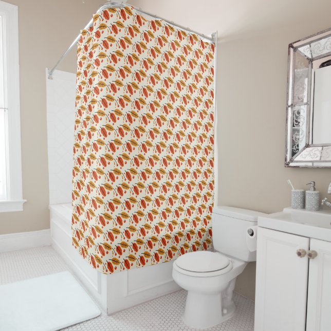 Rideaux De Douche Thanksgiving Orange Yellow Fall Feuilles Belles (En situation)