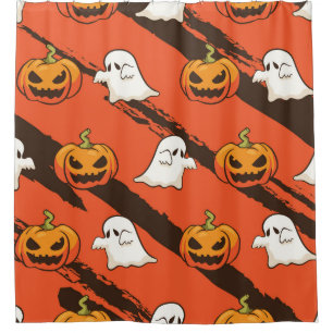 Rideaux De Douche Thème d'Halloween citrouille, motif sans couture.