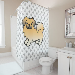 Rideaux De Douche Tibétain Spaniel Fawn Sable Chien de Dessin Animé 