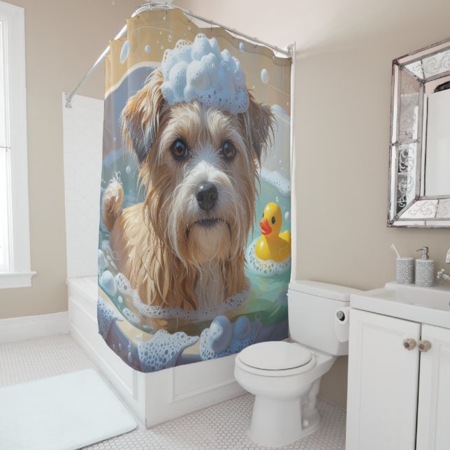Rideaux De Douche Tibétain Terrier Sloppy Sleepy mignon drôle (En situation)