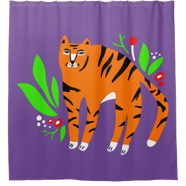 Rideaux De Douche Tigre à flowers (Devant)
