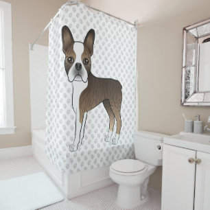 Rideaux De Douche Tigre Boston Terrier Chien de Dessin Animé Mignon