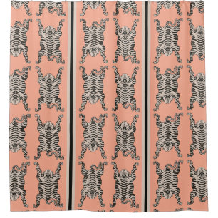 Rideaux De Douche Tigre de Sibérie rose rayé
