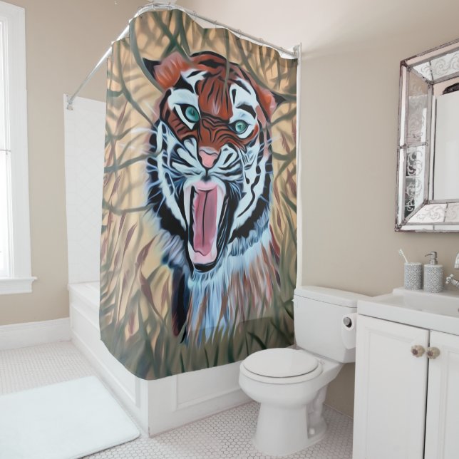 Rideaux De Douche Tigre en attente (En situation)