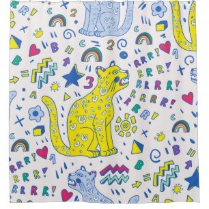 Rideaux De Douche Tigre infantile et Motif arc-en-ciel