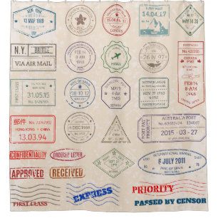 Rideaux De Douche timbres-poste vintages vintages de pays 