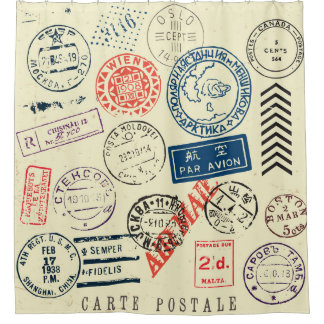 Rideaux De Douche Timbres vintages : Collection de décors intemporel