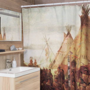 Rideaux De Douche Tipis Conseil de guerre Sioux George Catlin Vers 1