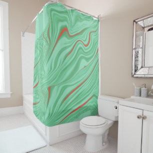 Rideaux De Douche Tissu en courbes aux tons vert menthe clair
