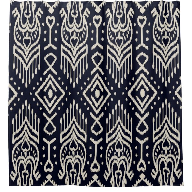 Rideaux De Douche Tissu Ikat Brodé : Élégance Ethnique. (Devant)