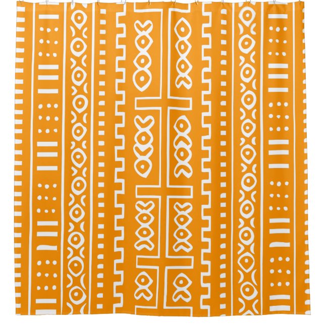 Rideaux De Douche Tissu orange et blanc de boue (Devant)