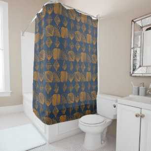 Rideaux De Douche Tissu Tribal des Caraïbes audacieux : bleu marine,