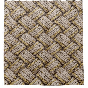 Rideaux De Douche Tissu Tricoté Fil Tressé – Beige Chaud (3)