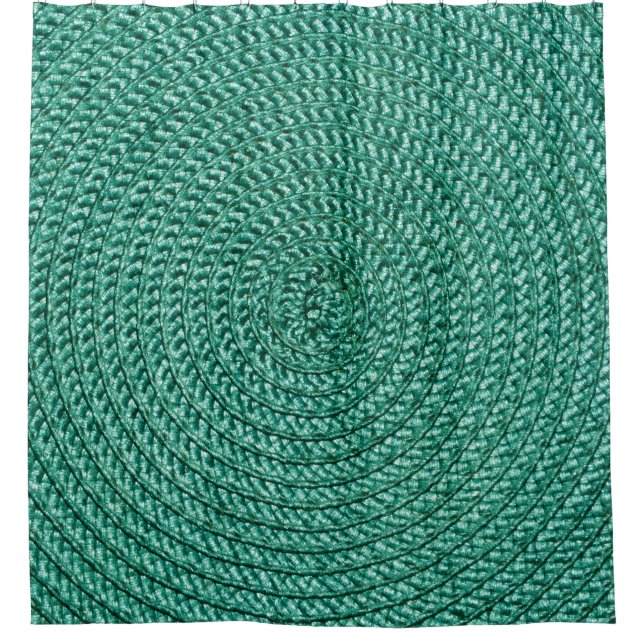 Rideaux De Douche Tissu vert tressé artificiel. (Devant)