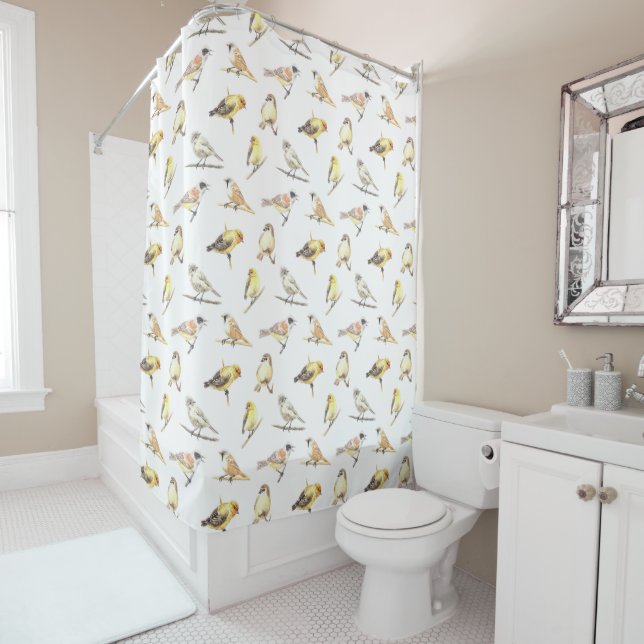 Rideaux De Douche Tit birds motif (En situation)