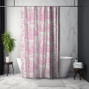 Rideaux De Douche Toile de Jouy Rose Vintage Élégante