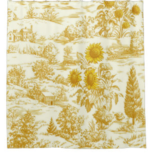 Rideaux De Douche Toile de tournesol rustique de campagne dans des t