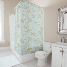 Toile Florale De Crème Sur Bleu