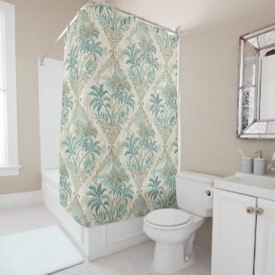 Rideaux De Douche Toile Tropicale Vintage Élégance Côtière Design