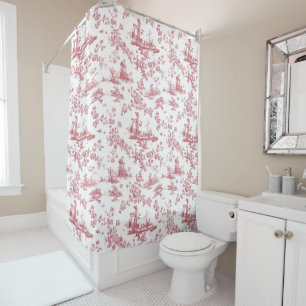 Rideaux De Douche Toile vintage Florale de Jouy-Pink