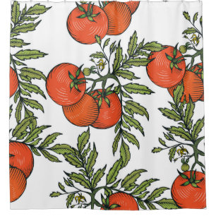 Rideaux De Douche Tomate Vintage : Illustration du marché agricole.
