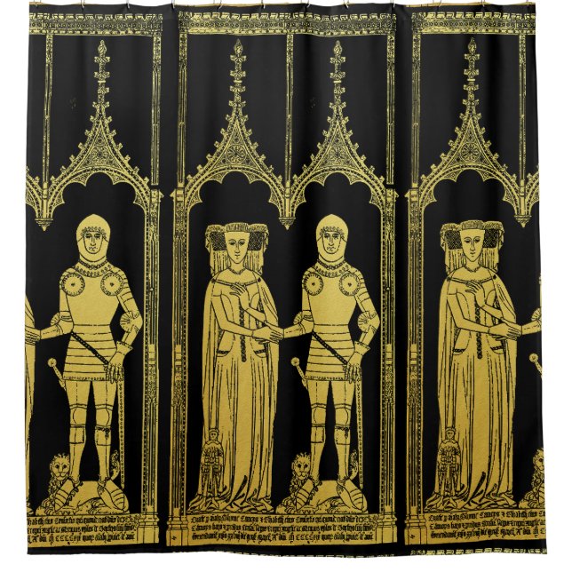 Rideaux De Douche Tombeau médiéval en laiton Rubbing Chevalier, Dame (Devant)