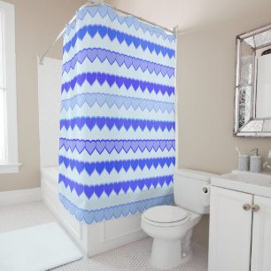 Rideaux De Douche Tons des lignes de coeur bleu
