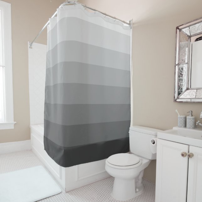 Rideaux De Douche Tons Gris Ombre Gradient (En situation)