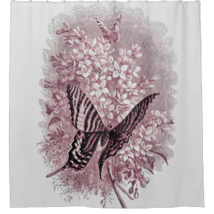 Rideaux De Douche Tons roses du papillon du jardin