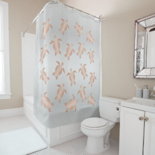 Rideaux De Douche Tortues Grises Et Roses D'Or   Côtier