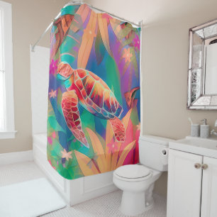 Rideaux De Douche Tortues marines et poissons-anges