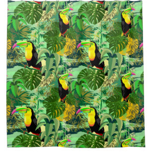 Rideaux De Douche Toucan dans la forêt tropicale verte d'Amazonie