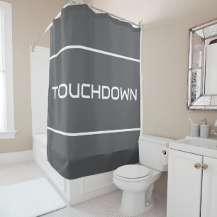 Rideaux De Douche TOUCHDOWN Bandes de texte blanches modernes sur gr