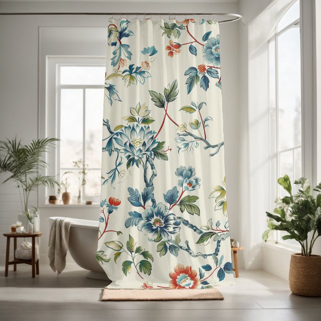 Rideaux De Douche Touche de motifs floraux décoratifs attirant l'oei (Créateur téléchargé)