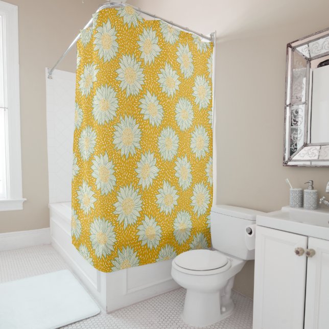 Rideaux De Douche Toujours les fleurs jaunes (En situation)
