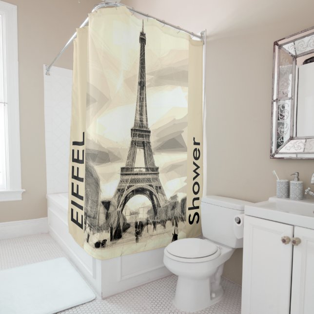 Rideaux De Douche Tour Eiffel Paris France de douche (En situation)