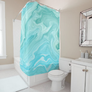 Rideaux De Douche Tourbillon de marbre vert et bleu Abstrait Brise o