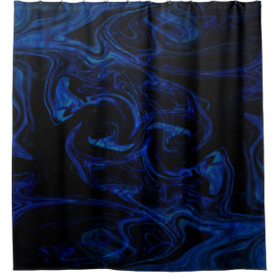 Rideaux De Douche Tourbillon Noir Bleu Abstrait Fumé Cool