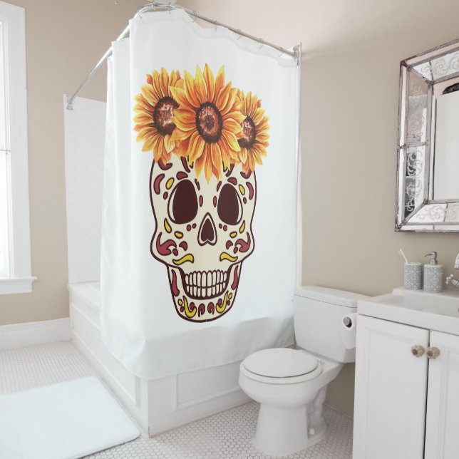 Rideaux De Douche Tournesol sucre crâne pour l'automne (En situation)