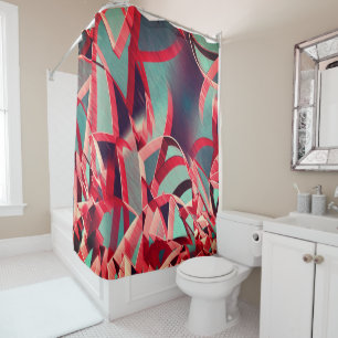 Rideaux De Douche Traces rouges sur une image grise ou bleue