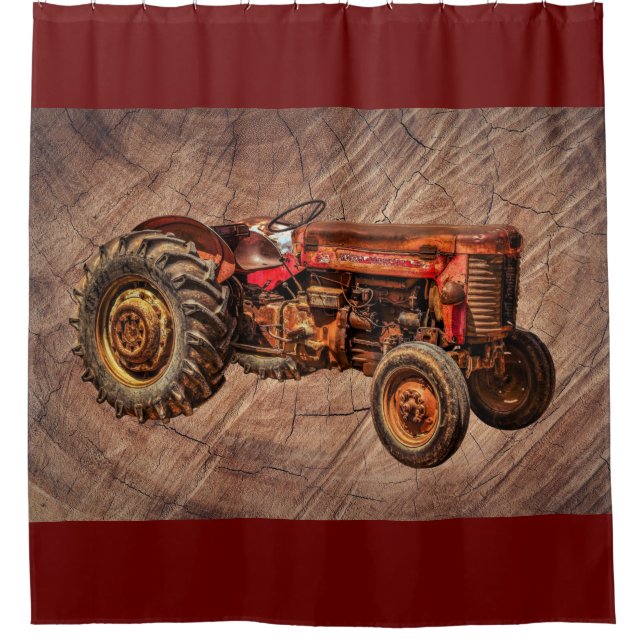 Rideaux De Douche Tracteur rouge antique (Devant)