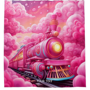 Rideaux De Douche Train Imaginaire Vif Nuages Roses